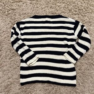 Crewcuts Navy and Cream Chunky Knit Boat Neck Girl Size 14 Striped Sweater
